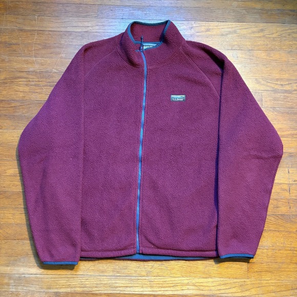 L.L. Bean Other - LL Bean Mens XXL Full Zip Fleece Jacket Burgundy Recycled Polyester 518186